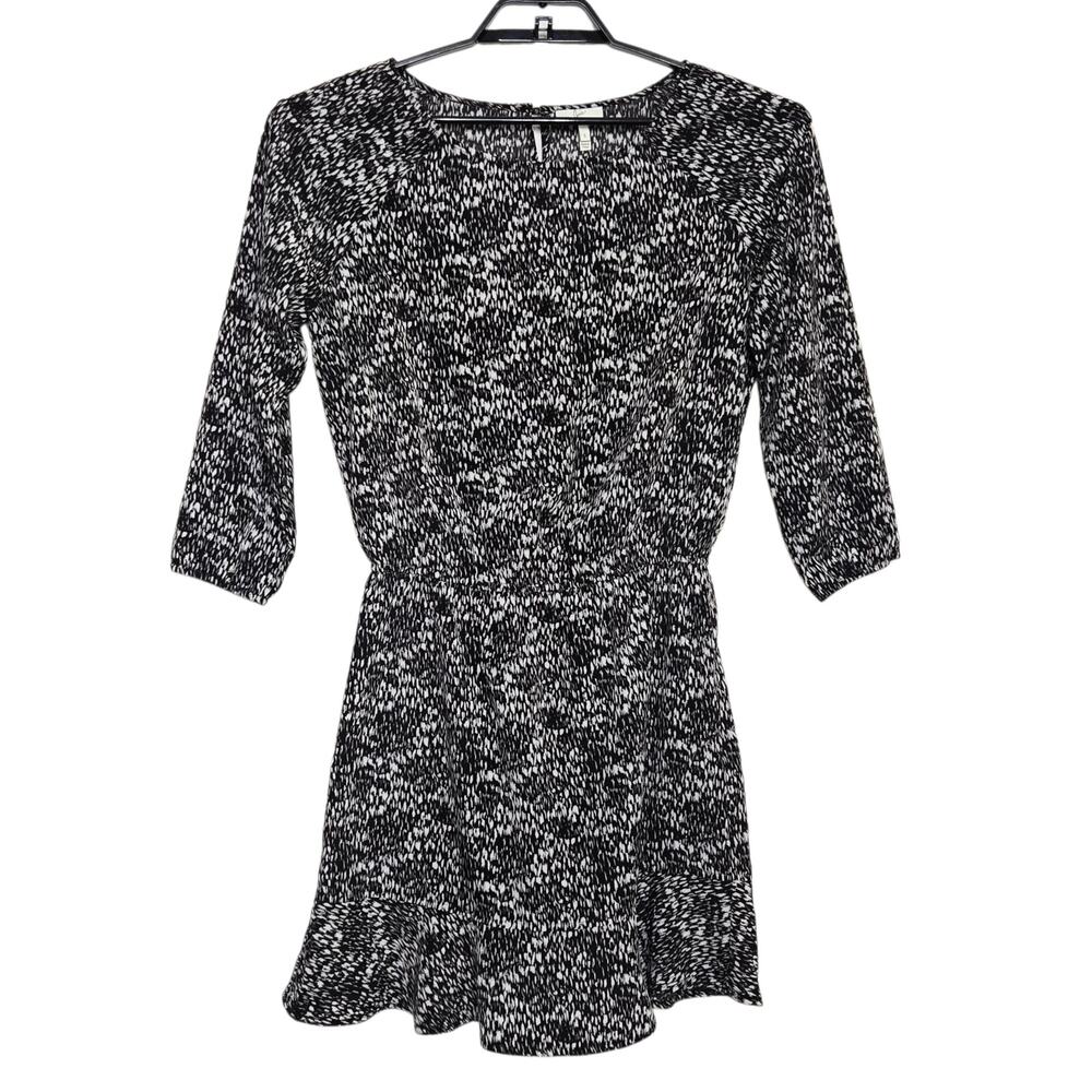 Joie Arryn B Drop Waist Mini Dress Size Small Black White Long Sleeve